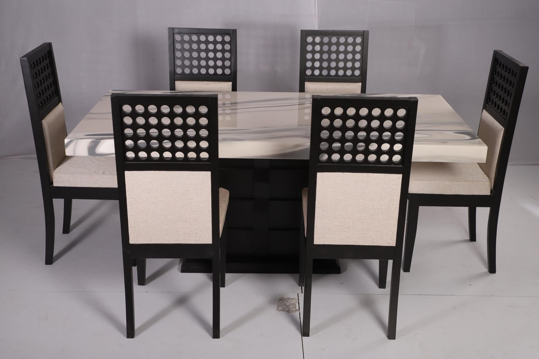 FG MERLYN SIX SEATER MARBLE TOP  DINING SET image